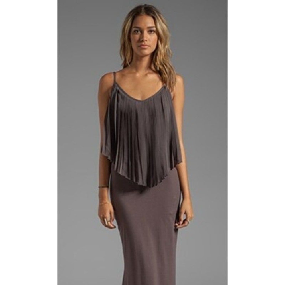 RVCA Pleated Overlay Maxi Dress Adjustable Strap Boho Summer Small Festival
